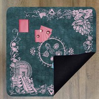 Tapis de table en velours marron haut de gamme direct d'usine avec cartes de tarot florales imprimées pliables et sans couture pour la maison ou le mariage