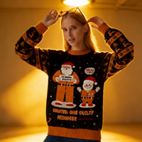 Pull de Noël pour homme Printemps 2026 – Respirant, anti-plis, col rond décontracté, manches longues, TWINSET – Chandail festif unique pour les fêtes