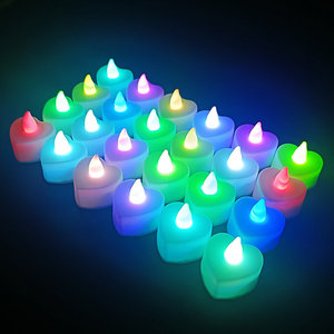 เทียน <span class=keywords><strong>LED</strong></span> รูปหัวใจหลากสีไฟชาโรแมนติกสำหรับงานแต่งงานแสงเทียนพลาสติกขนาดเล็ก - Product Image 6