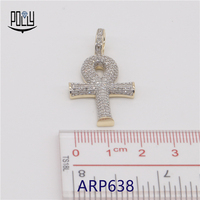 Pendentif croix Hip Hop Micro Pave Ankh pour homme Bijoux Moissanite glacés avec technologie Micro Pave