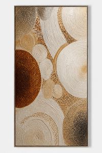 Abstract Canvas Art Hand Painted Acrylic Contemporary Style <b>Framed</b> Indoor Decor Warm Earth Tones Geometric Shapes - Product Image 3