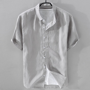 Camisa de Lino Blanca para <span class=keywords><strong>Hombre</strong></span>, Transpirable, Cómoda, Formal, con Cuello Mao, <span class=keywords><strong>Manga</strong></span> <span class=keywords><strong>Corta</strong></span>, para la Temporada de Verano - Product Image 6