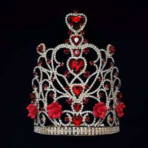 Couronne <span class=keywords><strong>de</strong></span> concours romantique en forme <span class=keywords><strong>de</strong></span> cœur rouge <span class=keywords><strong>de</strong></span> 8 pouces, plaquée or, pour la Saint-Valentin, pour la couronne <span class=keywords><strong>de</strong></span> reine <span class=keywords><strong>de</strong></span> beauté, la couronne <span class=keywords><strong>de</strong></span> mariage, la fête - Product Image 1