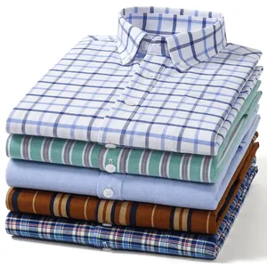 Plus Size 14xl Clothes Oxford Plaid 100%cotton Long-sleeve Shirt for <strong>Men</strong> Designer <strong>Tops</strong> - Product Image 3