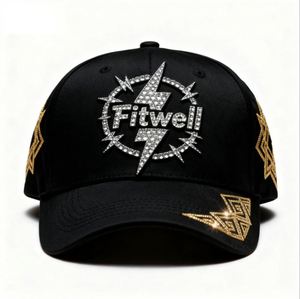 Casquettes de baseball personnalisées à 6 panneaux avec strass, vente en gros pour femmes - Product Image 4