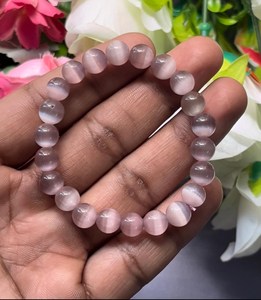 Best Quality Purple selenite <b>Bracelet</b>: Round <b>Gemstone</b> Beads, Stretch <b>Bracelet</b> Unisex Classic Style Certified Anniversary Gift - Product Image 3