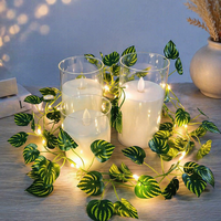 Guirlande lumineuse TSINYE en forme de feuilles de pastèque artificielles, lumières féériques en cuivre blanc chaud, alimentées par piles, décoration pour la maison, la cuisine et le jardin