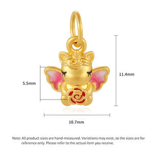 Pendentif licorne en or massif 24K de luxe nouvellement conçu, accessoires mignons qui peuvent apporter le bonheur - Product Image 3