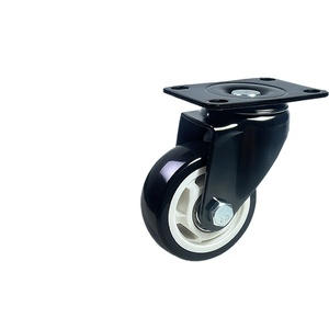 Roues industrielles moyennes à face noire avec diamants dorés 60 mm, pour équipement de chariot moderne, en PU, capacité de charge 50 kg - Product Image 1