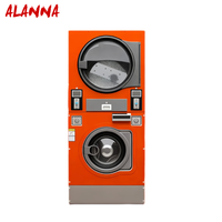 Lavadora y Secadora Comercial Apilable de Acero Inoxidable ALANNA de 12 kg, Operada con Tarjeta, para Lavandería