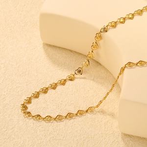 Collier ras du cou tendance pour femme en acier inoxydable, avec pendentif cœur ajouré, plaqué or 18K PVD, bijou étanche - Product Image 4