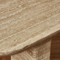 Table console d'entrée en travertin naturel beige de luxe, meuble décoratif en pierre pour la maison