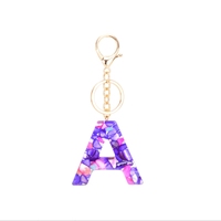 Vente en gros de porte-clés porte-clés porte-clés majuscule 26 lettres porte-clés mot anglais frange porte-clés résine Flash acrylique pendentif