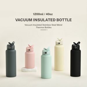 Wide Mouth Portable Sports Tumbler 1200ml Stainless Steel Vacuum Insulated Water <b>Bottle</b> with Straw Leakproof Jug for Fitness - Product Image 4