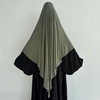 Khimar Hijab Extensible en Jersey de Bambou à Une Couche, Châle de Prière Long à Nouer pour Femmes Musulmanes, pour l'Aïd et le Ramadan