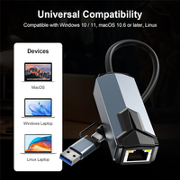 Computadora 2,5 Gbps USB 3,0 Tipo C Gigabit Ethernet Adaptador 2500Mbps USB3.0 Tipo-C a RJ45 2,5G Tarjeta de red con cable Convertidor Lan