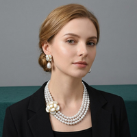 Ensemble de bijoux vintage 2 pièces/ensemble, collier élégant en perles, boucles d'oreilles pendantes en perles de camélia, bijoux de mariage pour la mariée, Conjunto De Joyas