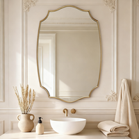 Miroir mural ovale en verre doré de style Art déco avec cadre en métal Montage mural de salle de bain bureau à domicile de luxe pour cadeau