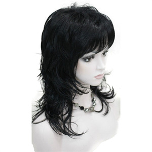Parrucca Guangzhou consegna lupo taglio parrucca femminile coda di lupo nero Retro capelli lunghi ricci parrucca - Product Image 2