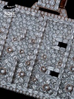 Pendentif personnalisé de fiançailles style hip-hop avec mosaïque de diamants de laboratoire incrustés, initiales gravées, chaîne en or blanc 9K-14K, haute joaillerie