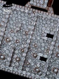 Ciondolo Personalizzato con Diamanti Iced Hip Hop Rapper, Mosaico Intarsiato, Diamante Coltivato in Laboratorio, Iniziale <span class=keywords><strong>Nome</strong></span>, Catena in Oro Bianco 9K-14K, Gioielleria Fine - Product Image 2