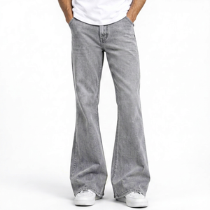 Pantalones de hombre transpirables y ecológicos de corte medio elástico, con diseño de dobladillo amplio y elegante, ajuste superior delgado, pantalones de moda personalizables. - Product Image 1