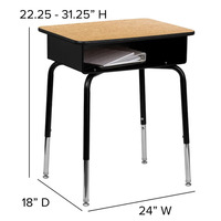 Table d'entraînement métallique réglable et confortable avec plateau rabattable, boîte à livres intégrée et poste de travail ouvert pour l'école et le bureau