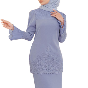 Dernier design de jupe longue plissée malaisienne, broderie <span class=keywords><strong>Baju</strong></span> <span class=keywords><strong>Kurung</strong></span> Abaya, robe musulmane moderne en dentelle, <span class=keywords><strong>Baju</strong></span> <span class=keywords><strong>Kurung</strong></span> en gros au Vietnam - Product Image 3