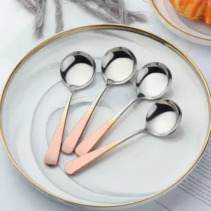 Wholesales Custom Logo Stainless Steel Dinner Dessert Spoon Coffee Round Cupping Spoon