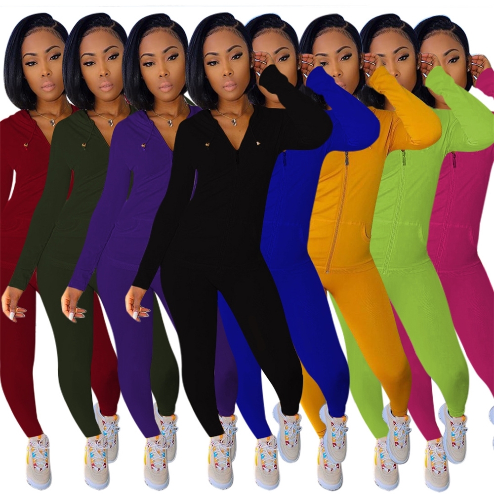 Free Shipping Wholesale Cotton Sports Wear Long sleeve jogging two pieces set fall 2021 women clothes