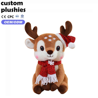 Jouet de Noël personnalisé en peluche douce adorable en forme de renne avec écharpe rouge et bonnet de Père Noël, cadeau de Noël pour enfants