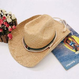 Sombreros de Vaquero de Paja Raffia para Hombre, Baratos, al por Mayor, con Ala Plana, para Deportes al Aire Libre, Viajes, Fiestas, Pesca, Esquí, Cuatro Estaciones - Product Image 5
