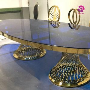 طاولة زفاف رومانسية مميزة بيضاوية اللون من الفولاذ المقاوم للصدأ الأعلى بلون الياقوت - Product Image 2