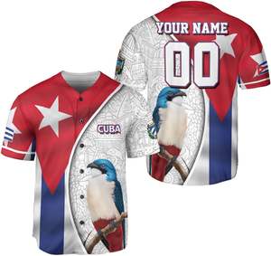 Kit Chemise de maillot de baseball Cuba Sublimation respirant, maillot drapeau Cuba, maillot cubain pour hommes et femmes, t-shirt drapeau Cuba USA - Product Image 2
