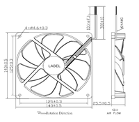 Original Fabrikdirekt 140*140*25mm Axiallüfter Bürstenloser DC-Elektrolüfter 12V Doppelkugellager PBT UL94-V0 Flügel