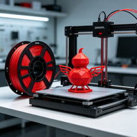 Filamen DIMENFIL PLA Basic Merah Cina 1.75mm 1KG 200C Anti Melengkung Bahan Cetak 3D FDM Merah Klasik Merah Meriah Produk Terlaris