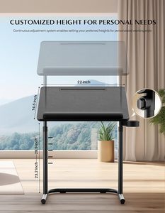 Gran Roc, ordenador de oficina en casa, ordenador portátil pequeño, escritorio, cama, sofá, mesa auxiliar, escritorio ajustable con soporte de mesa y portavasos - Product Image 4