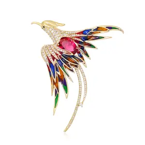 Mode Phoenix cuivre Zircon goutte à goutte huile plaqué or broches femmes broche broches bijoux vêtements accessoires bijoux