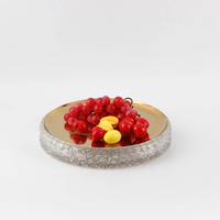 Plateaux ronds jetables en acier inoxydable avec bases en verre, décoratifs, pour fruits et collations, pour mariages et décorations de table à domicile (vente en gros)