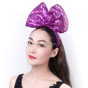 Adult Halloween <strong>Hen</strong> <strong>Party</strong> Accessories Decoration Hair Hoop Big Large Sequin Bow <strong>Headband</strong> for Women - Product Image 4