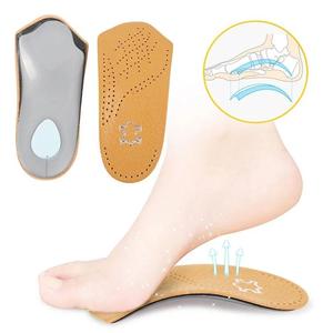 Semelle intérieure en cuir 3/4 longueur 2.5cm demi-coussin de chaussure pied plat orthèse soutien de la voûte plantaire semelles <span class=keywords><strong>orthopédiques</strong></span> pour hommes et femmes pour <span class=keywords><strong>chaussures</strong></span> - Product Image 1