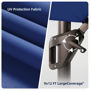 Sombrilla de <span class=keywords><strong>Patio</strong></span> Exterior Moderna de Aluminio, Anti-UV, Impermeable, con Base de Plástico, Diseño Rectangular Extra Grande de Doble Techo, Iluminación LED - Product Image 3