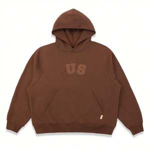 Haute qualité hommes sweats à capuche coton lourd éponge français impression broderie hiver automne personnalisé motif solide - Product Image 1