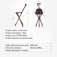 KSMED Marche Canne Chaise Super Forte KSM-CS 2022 En Plein Air de Marche Béquille Tabouret Marche Canne Pliable Bâtons