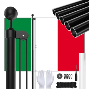 CYDISPLAY Italy 7.6m 25FT Flagpole portable flagpole black sectional Aluminum Adjustable Flagpole Heavy Duty Flag Pole for House