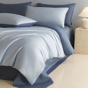 Juego de Ropa de Cama de Lujo de 4 Piezas, 100% Algodón, 300 Hilos, Satén, Diseño Floral, Dos Tonos, con Funda Nórdica, Fundas de Almohada y Sábana - Product Image 6
