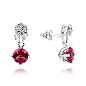 Boucles d'oreilles de saint-valentin en cristal rubis argent du pakistan 925 - Product Image 1