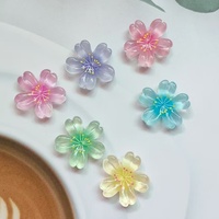 Desain Kartun Transparan Warna-warni Bunga Sakura Lima Kelopak Aksesoris Resin DIY Lem Krim Casing Ponsel Perhiasan Rambut