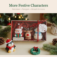 Ensemble de 3 bougies parfumées de Noël, boîte cadeau, décorations de Noël peintes à la main, pingouin en pain d'épices, bonhomme de neige