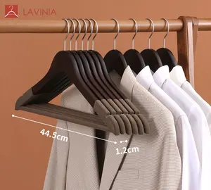 Lavinia Multi functions Wood Hangers Vintage color Hanger with Velvet Grip Hangers for Cloths
